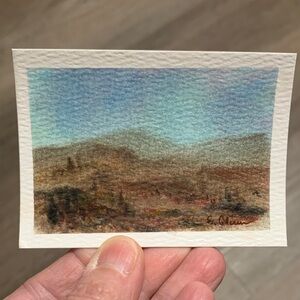 ACEO Small Blue and Brown Landscape Soft Pastel Original Art